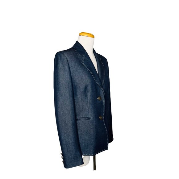 Kasper Tailored Blazer Pleated Waist Shield Buttons And Stitching Sz 8 NWOT - Picture 3 of 11